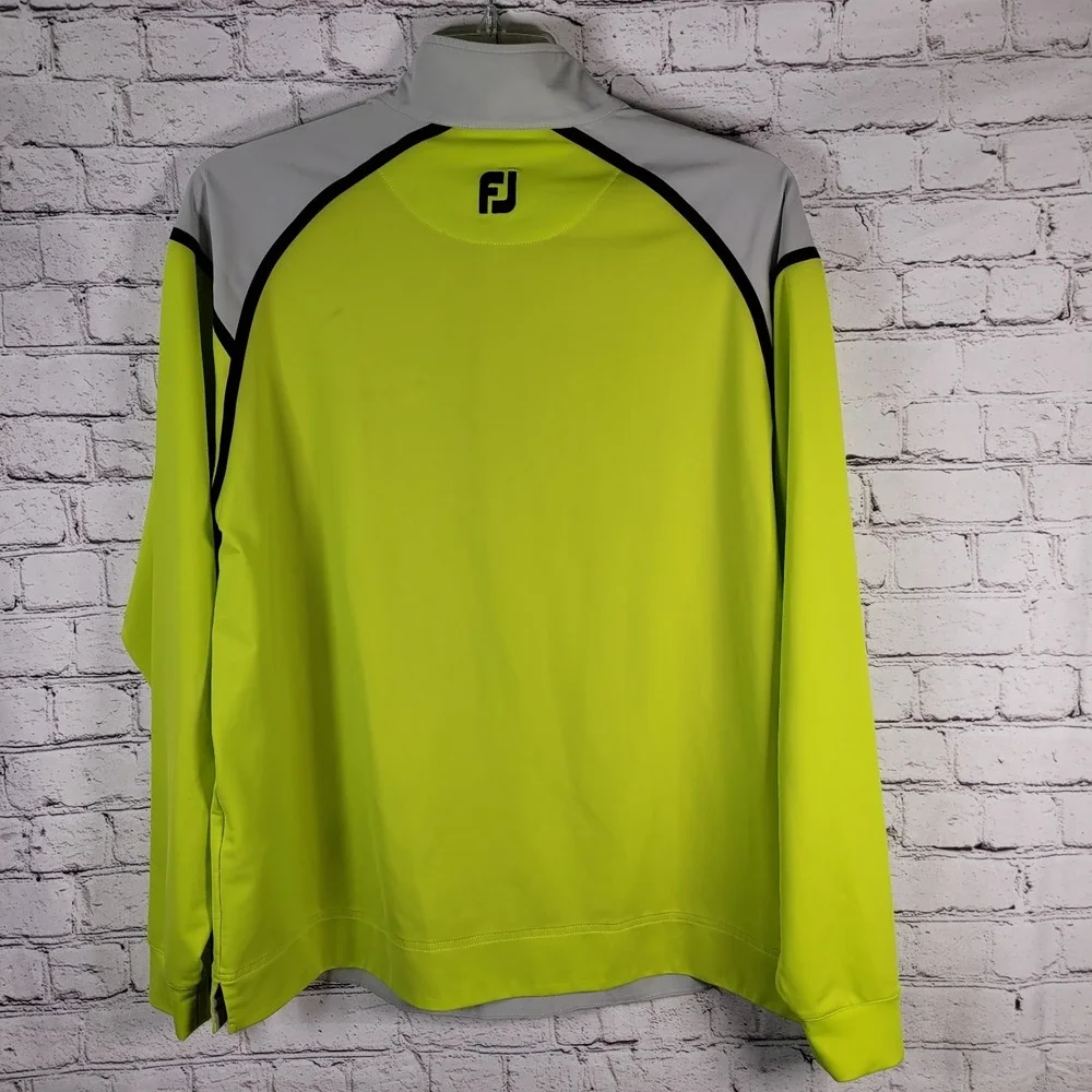 FootJoy Safety Yellow Pullover Mens Large 1/4 Zip Golf Jacket Nylon Stretch Logo